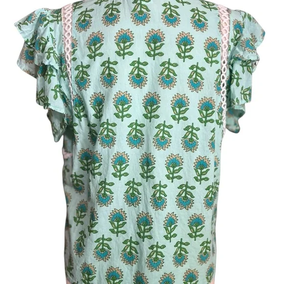 Joie casual prairie core cottage core Floral Ruffle Sleeve Top - - Picture 4 of 10